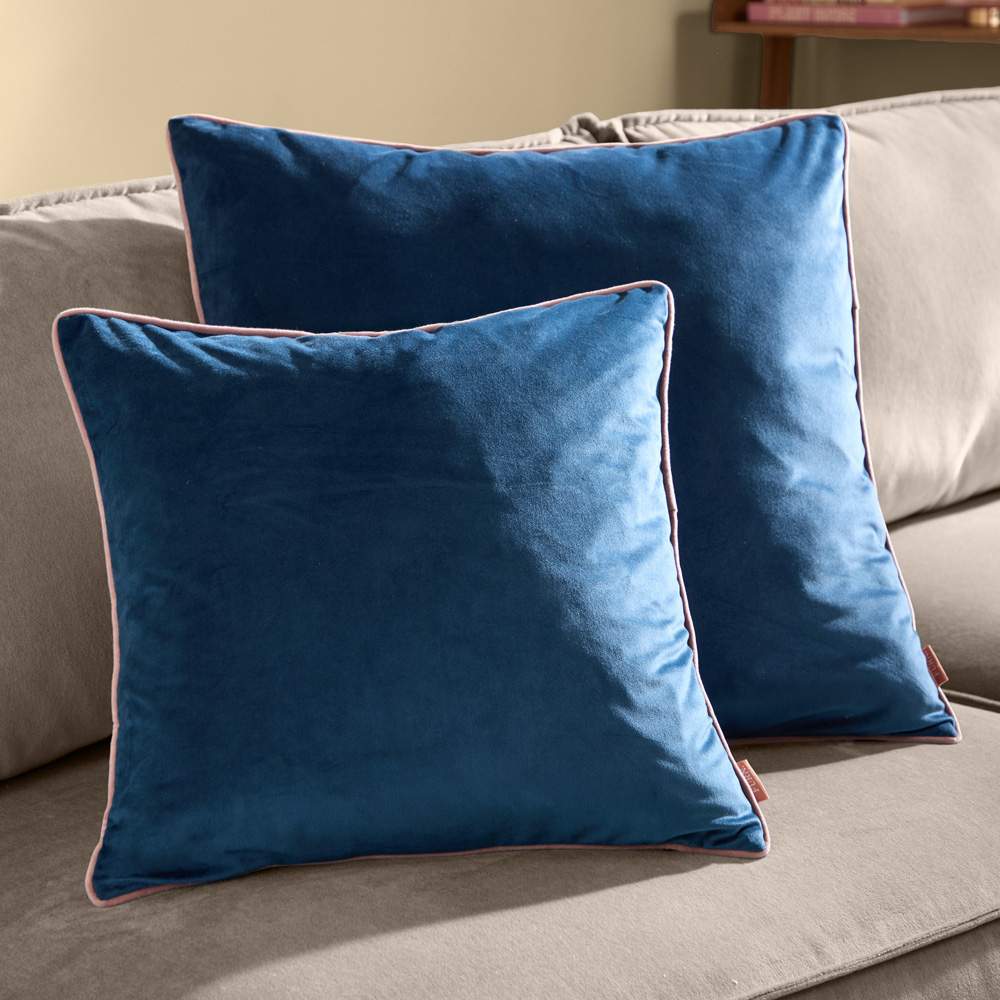 Furn Meridian Petrol and Blush Velvet Cushion 45 x 45cm Image 5