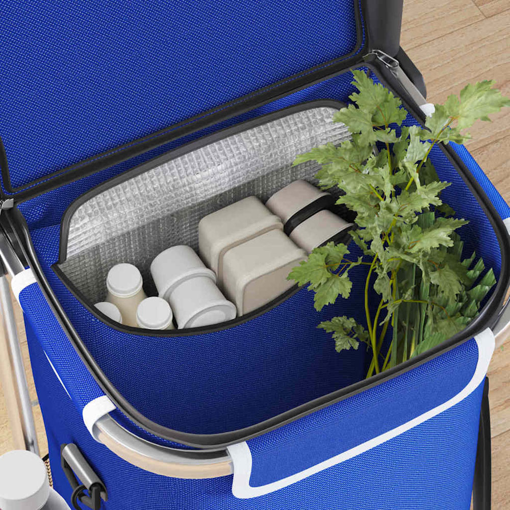 vidaXL 36.5 x 46.5 x 100.5cm Blue Foldable Shopping Trolley Image 2