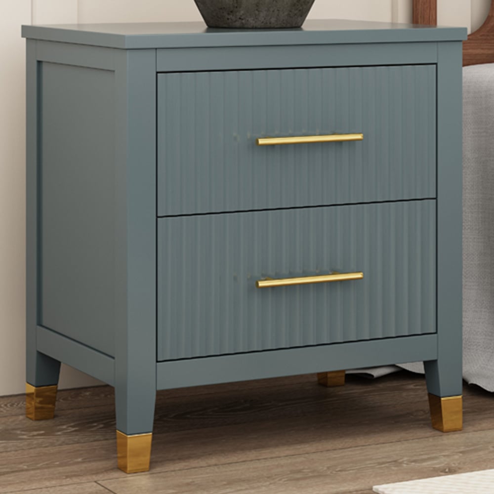 Biasi 2 Drawers Grey Bedside Table Image 1
