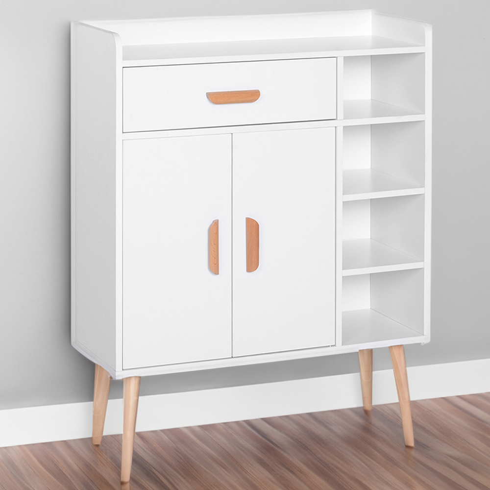 Portland 2 Door Single Drawer White Standing Sideboard Image 1