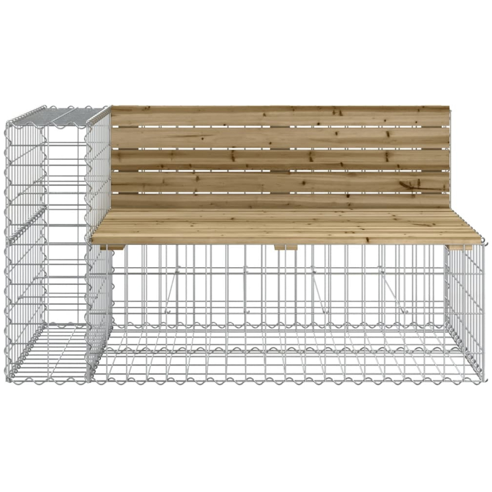 vidaXL Dark Brown Wood Pine Garden Bench with Gabion Basket 65.5 x 314 x 71cm Image 3