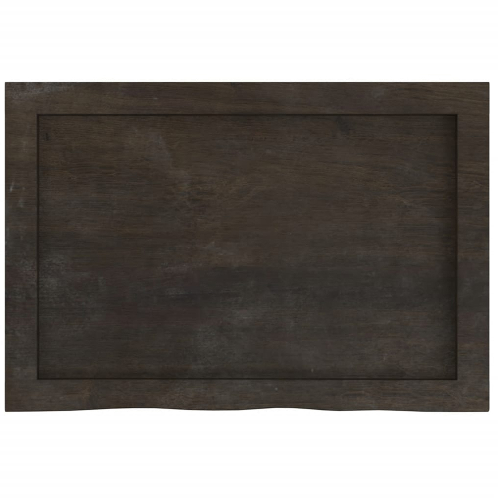 vidaXL 60cm Dark Brown Treated Solid Oak Wood Floating Wall Shelf Image 4
