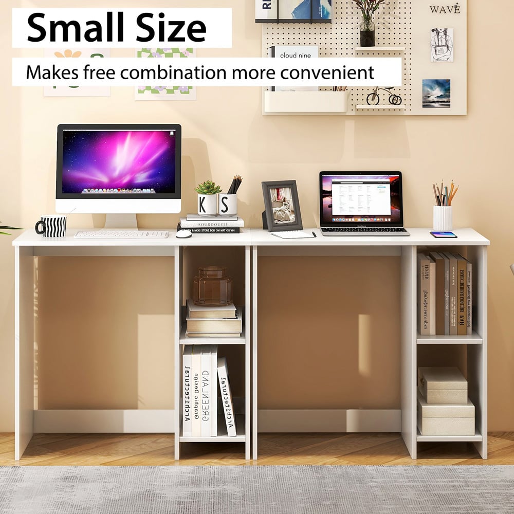 Costway 2 Shelf Small Computer Desk White Image 5