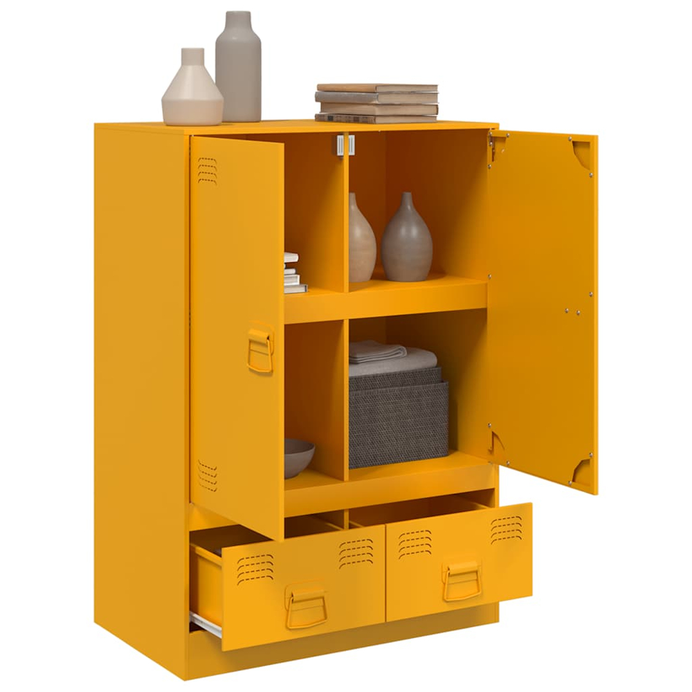 vidaXL 2 Door 2 Drawer Mustard Yellow Cold-Rolled Steel Highboard Image 5