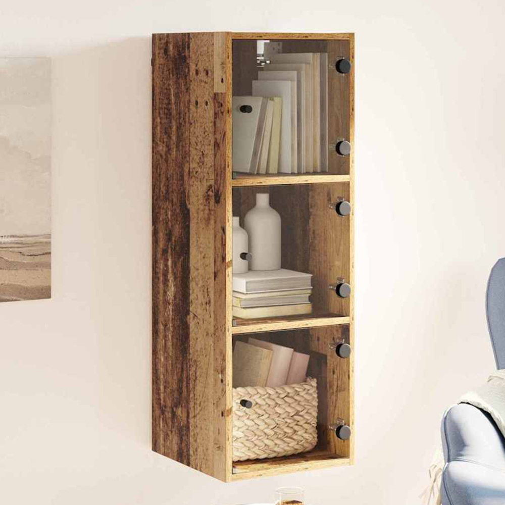 vidaXL 3 Glass Door Old Wood Wall Cabinet Image 1
