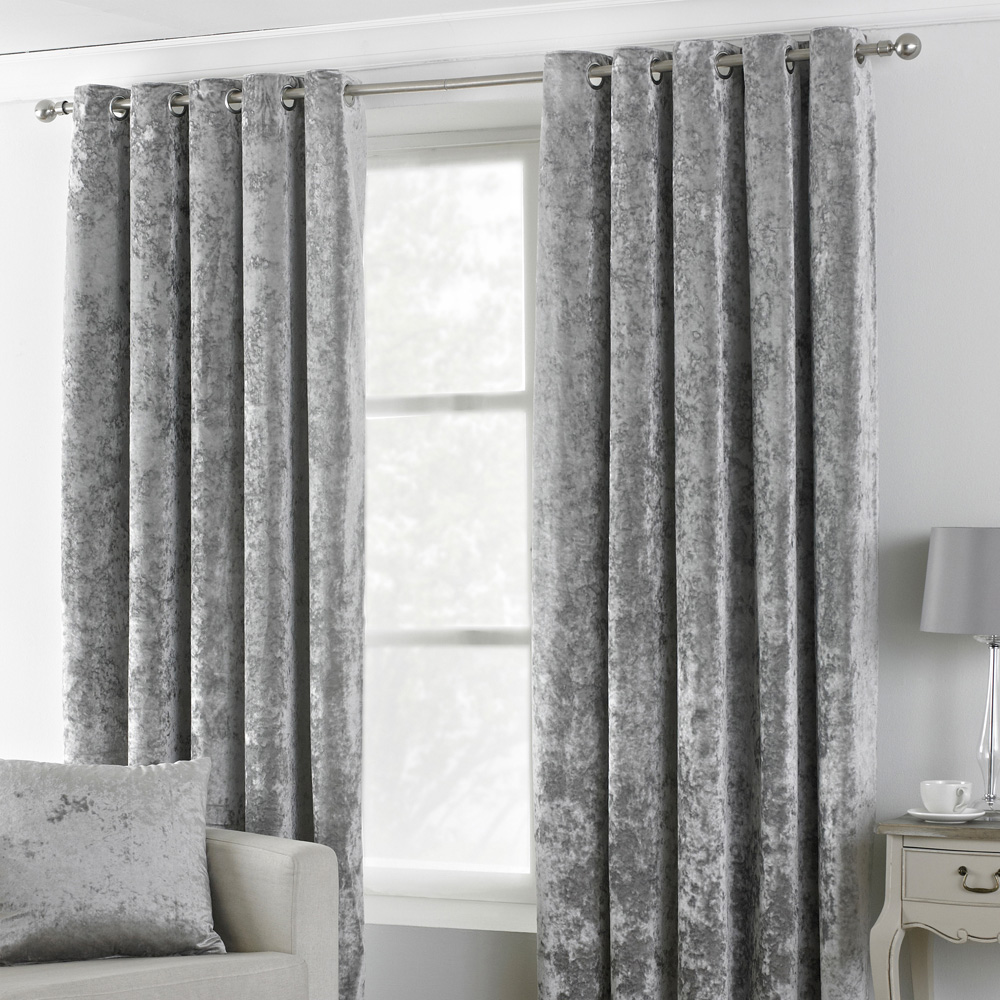 Paoletti Verona Silver Fully Lined Eyelet Curtains 229 x 137cm Image 1