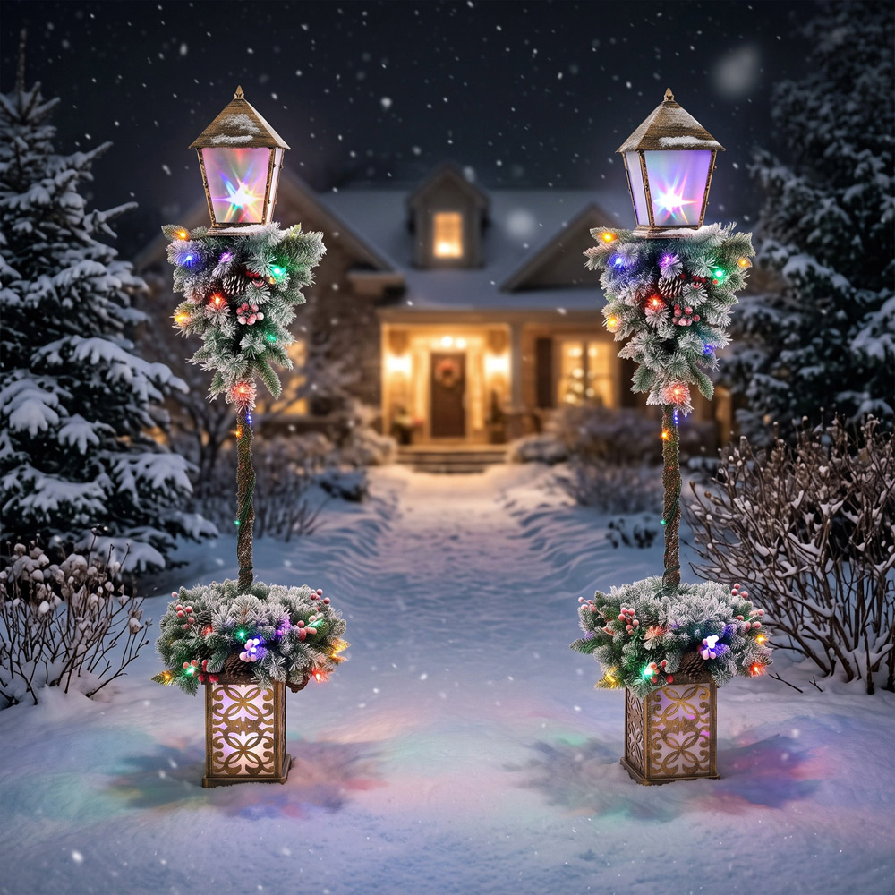 Outsunny 50 Multicolour LED Street Lamp Post Tree Outdoor Christmas Decoration 5ft Image 5