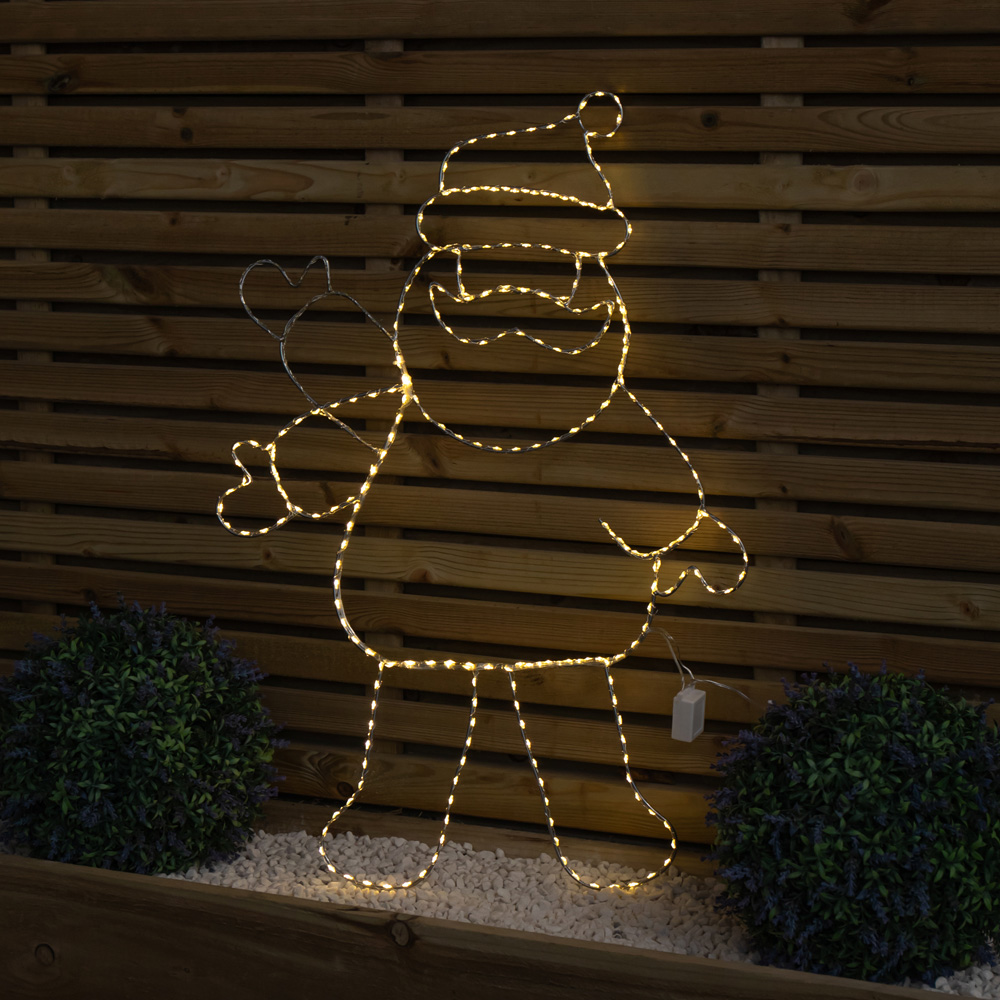 Samuel Alexander 320 Warm White LED Light-Up Waving Santa Christmas Silhouette 79 x 54cm Image 4