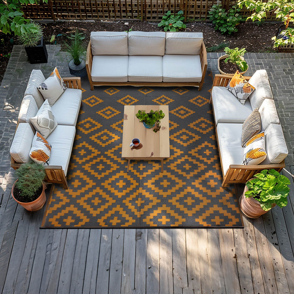 Green Decore Bettina Charcoal Grey and Yellow Ochre Outdoor Rug 240 x 300cm Image 3