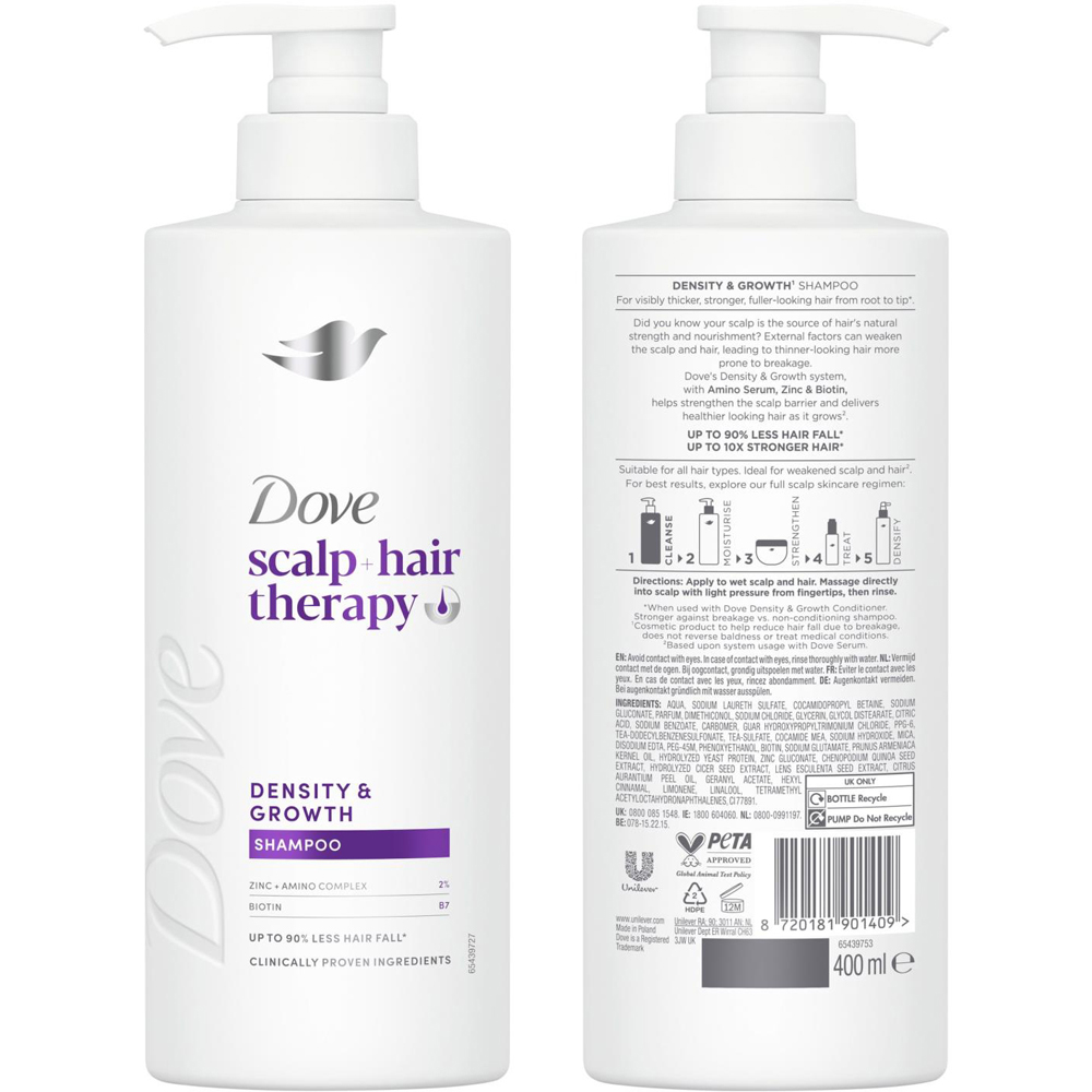 Dove Scalp+Hair Therapy Density and Growth Shampoo and Conditioner Duo 400ml 6 Pack Image 4
