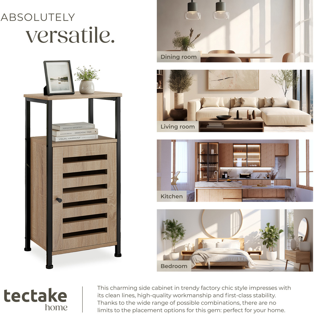 Tectake Durham Single Door Single Shelf Sonoma Oak Bedside Table Image 7