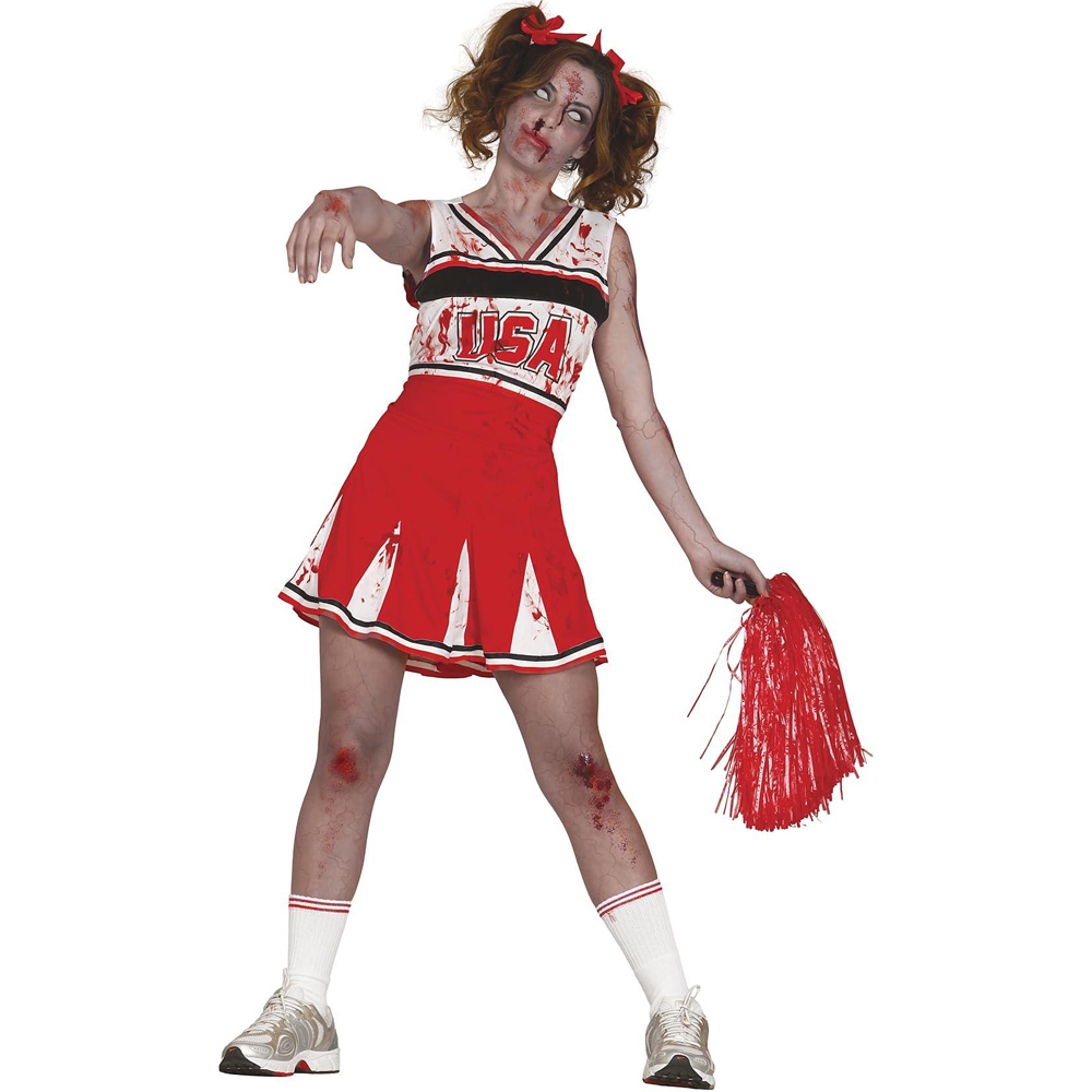 Fiestas Guirca Adult Woman Zombie Cheerleader Red and White Halloween Costume Large Image 1