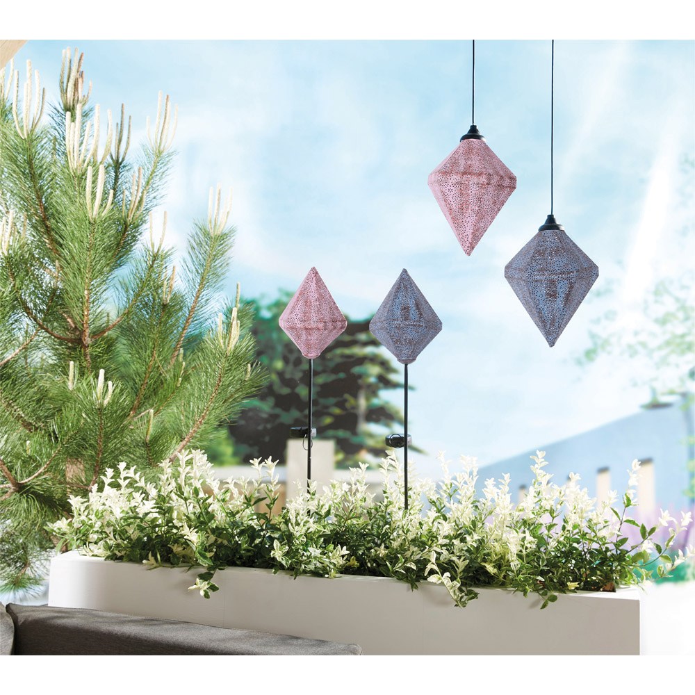 Luxform Moroccan Solar Powered Light Pink Metal LED Hanging Light Image 3