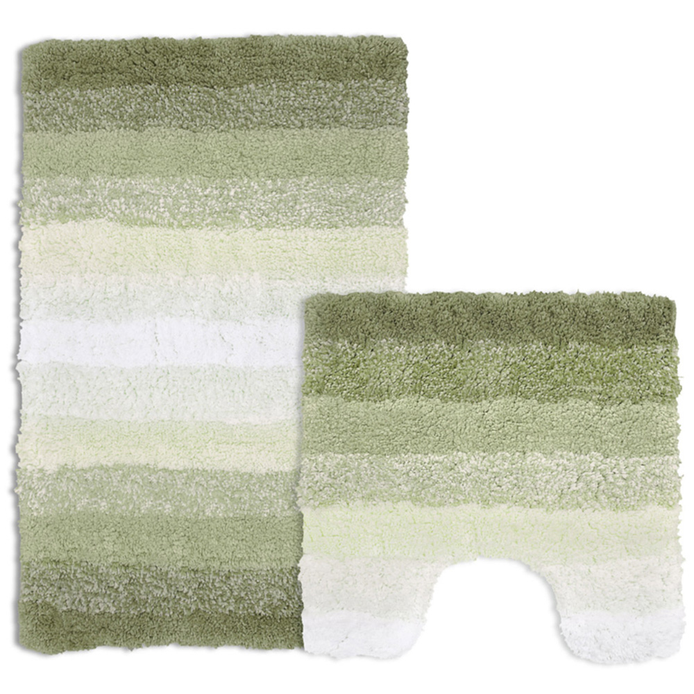 Mayfair Superstripe Sage Bath Mat Set Image 1