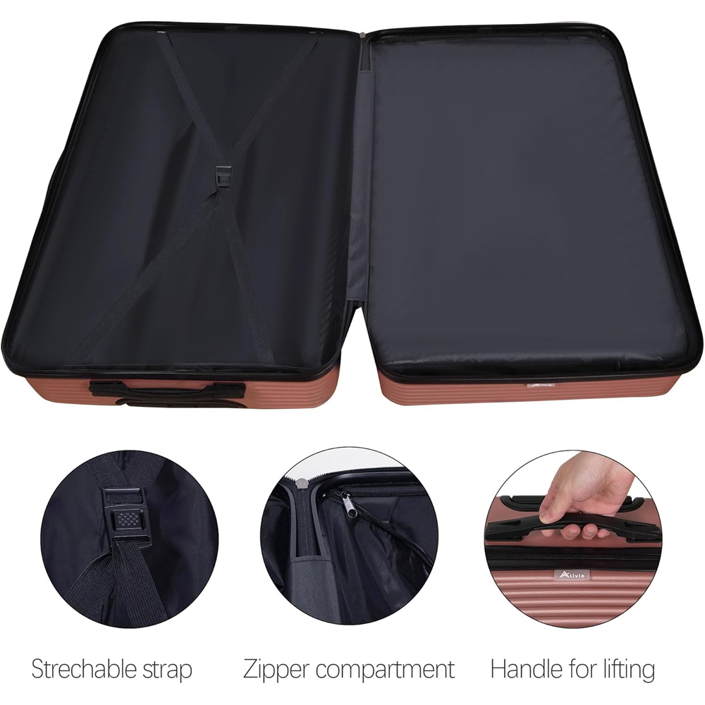 Alivio Set of 3 Rose Gold Hard Shell Luggage Suitcase Image 7