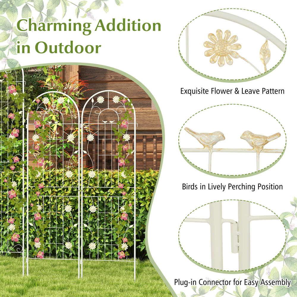 Costway White Metal Garden Trellis 220 x 50cm 2 Pack Image 8