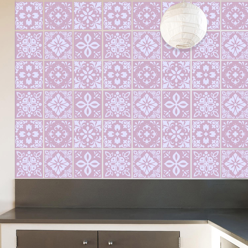 Walplus Sevilla Light Pink Spanish Wall Tile Sticker 15 x 15cm 48 Pack Image 3