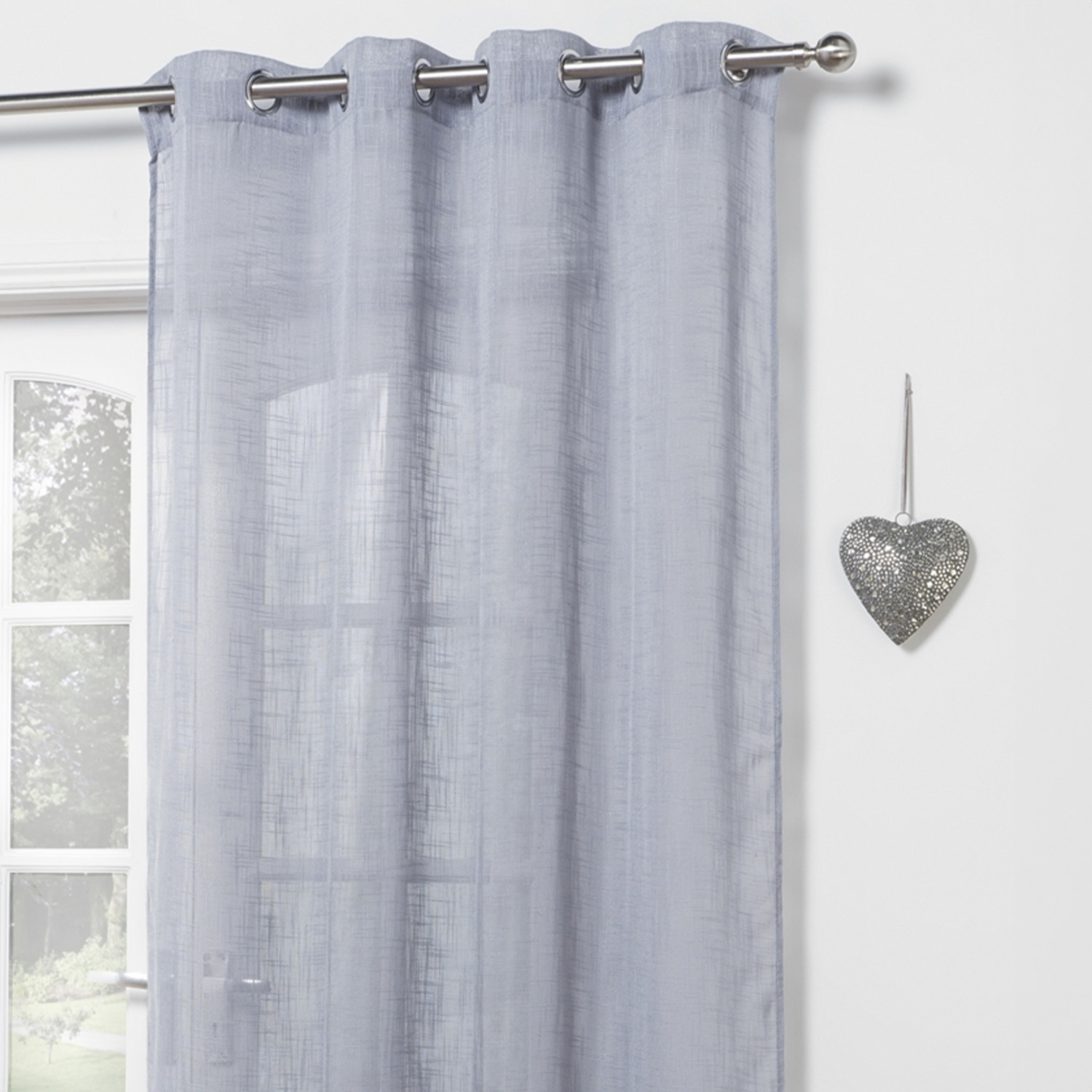 Divante Grey Heavy Slub Curtain Panel 137 x 229cm Image