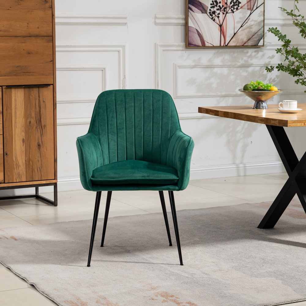 Artemis Home Carrara Set of 2 Green Velvet Dining Chair Image 2