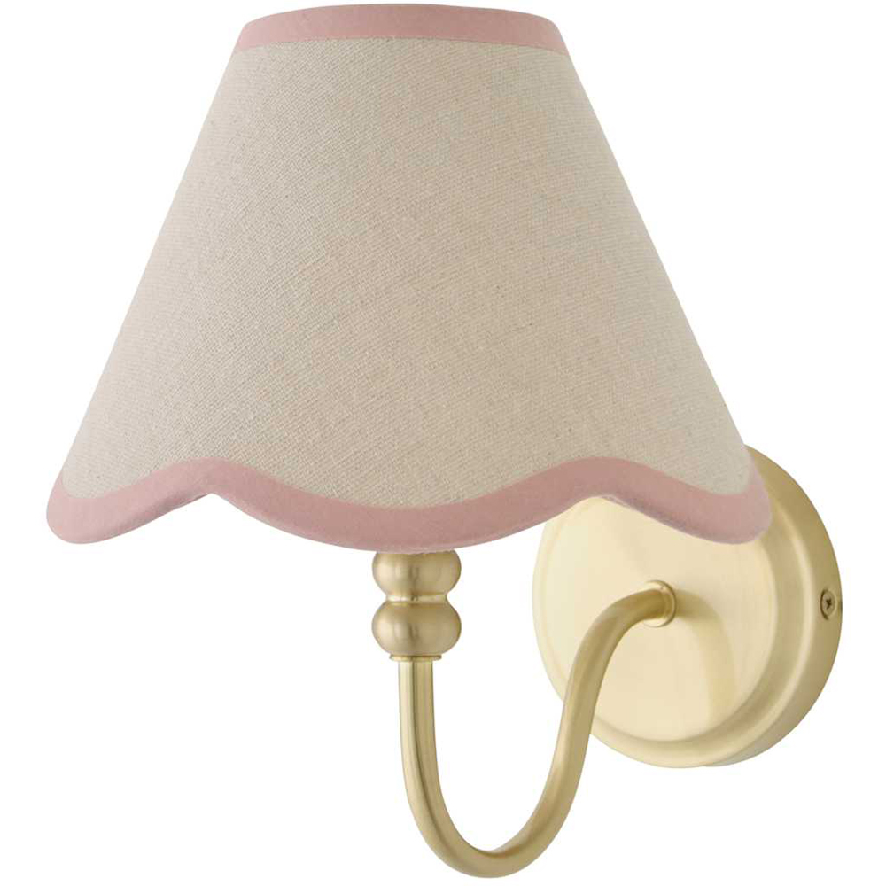 ValueLights Binky Pink Trim Scallop Shade Gold Rechargeable Wall Light with Bulb Image 1