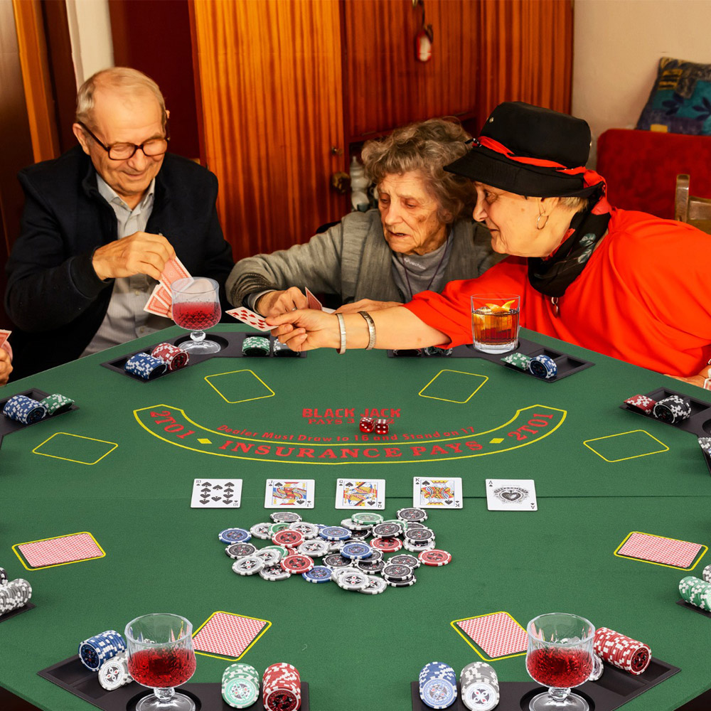 Costway 8-Player Green Foldable Poker Table Top with Carry Bag Image 6