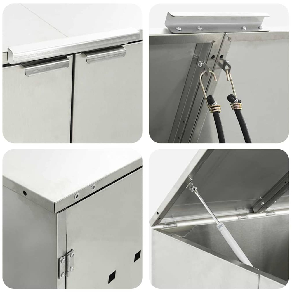 vidaXL Silver 6 Wheelie Bin Storage Shed Image 8