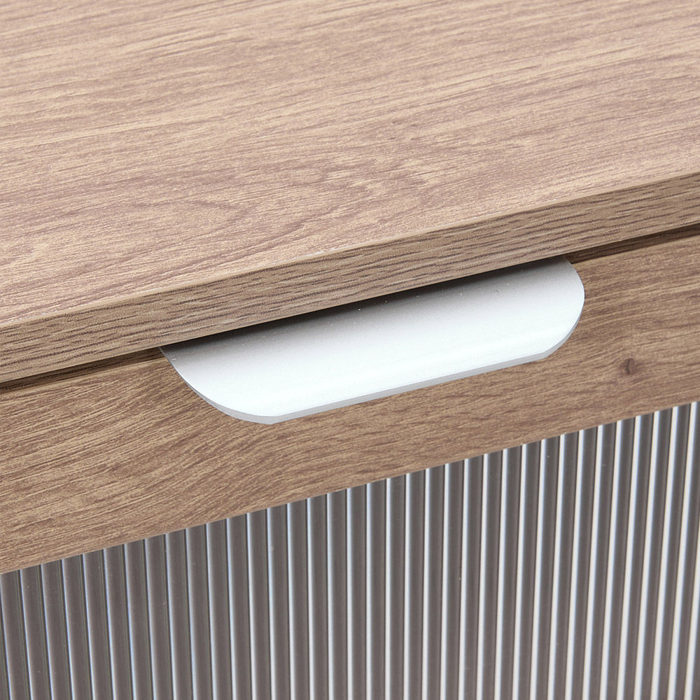Living and Home 2 Drawer Light Wood Grain Acrylic Bedside Table Image 4