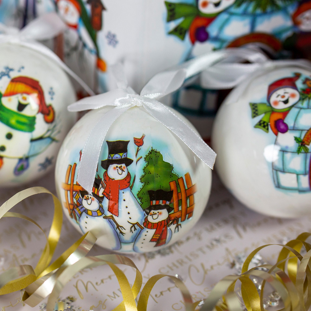 The Christmas Workshop Snowmen Decoupage Bauble 14 Pack Image 5