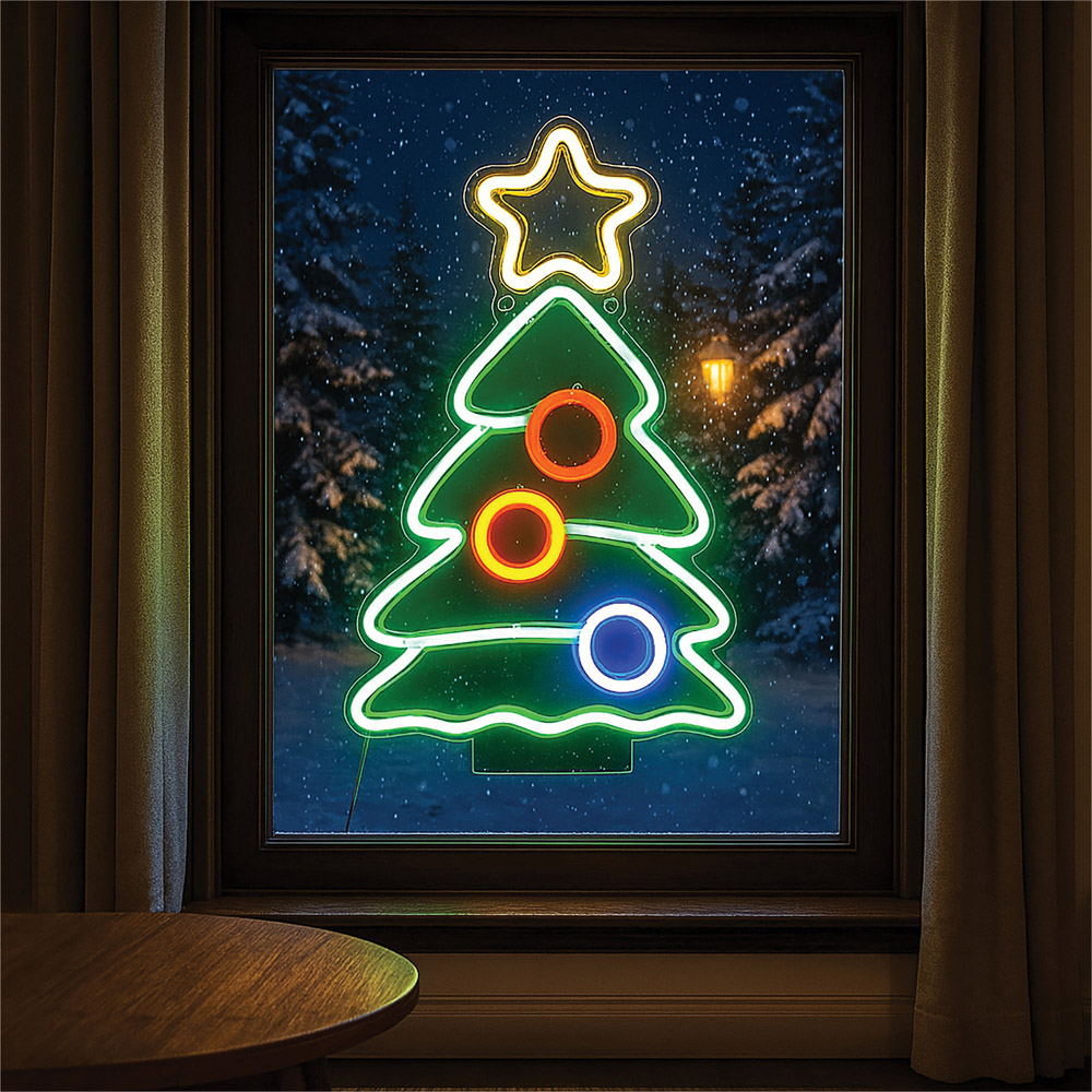 Xmas Haus Neon LED Wall Mountable Christmas Tree 29 x 17cm Image 3