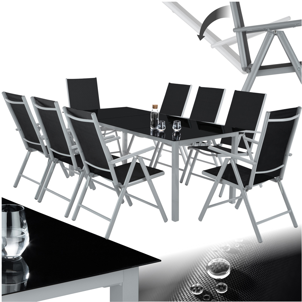 tectake Pompeii 8 Seater Silver Adjustable Garden Table and Chair Set Image 2