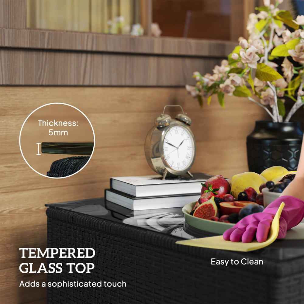 Outsunny Dark Grey Rattan Outdoor Coffee Table Image 6