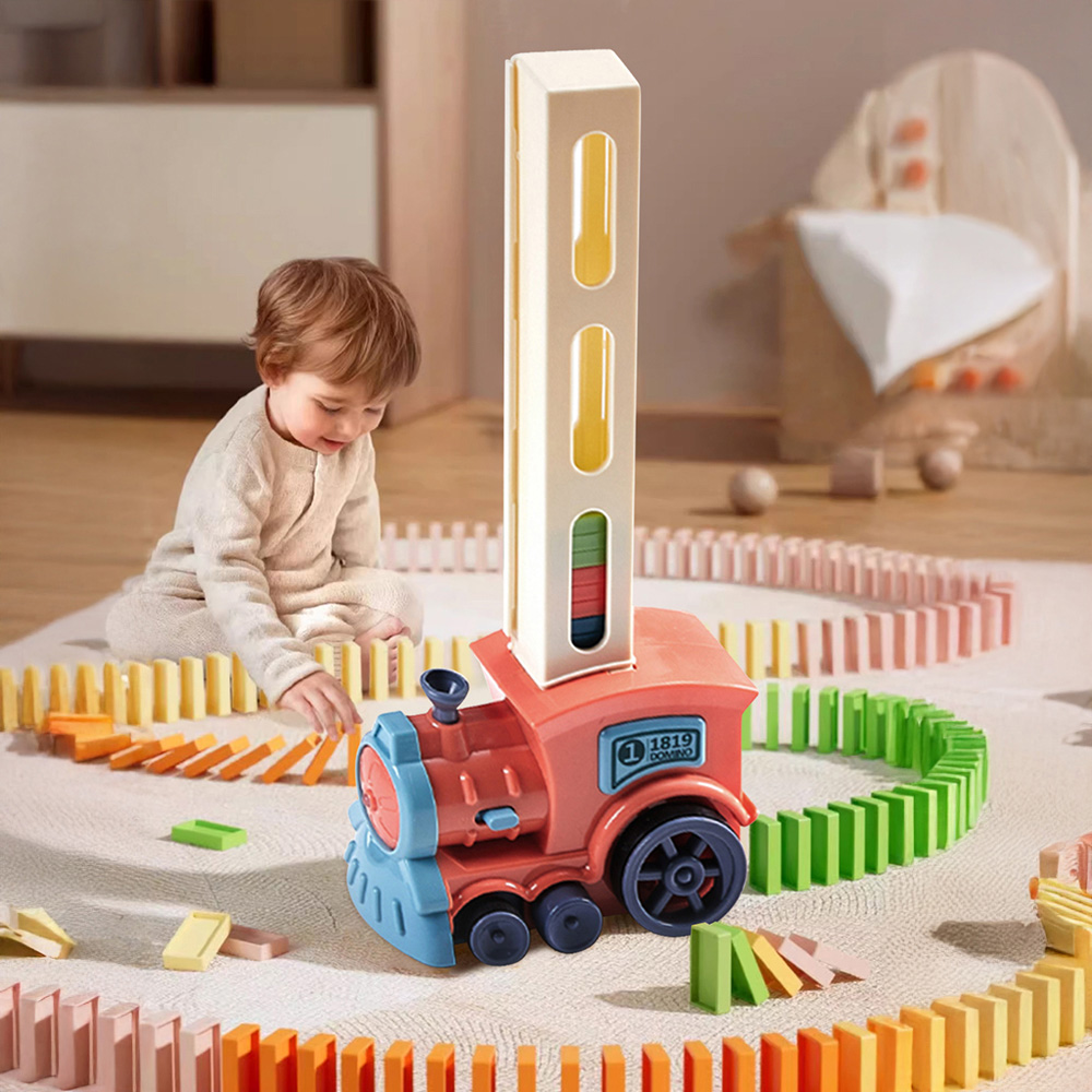 H&O Direct Kids Pink Automatic Domino Laying Train Toy with Sound Image 5