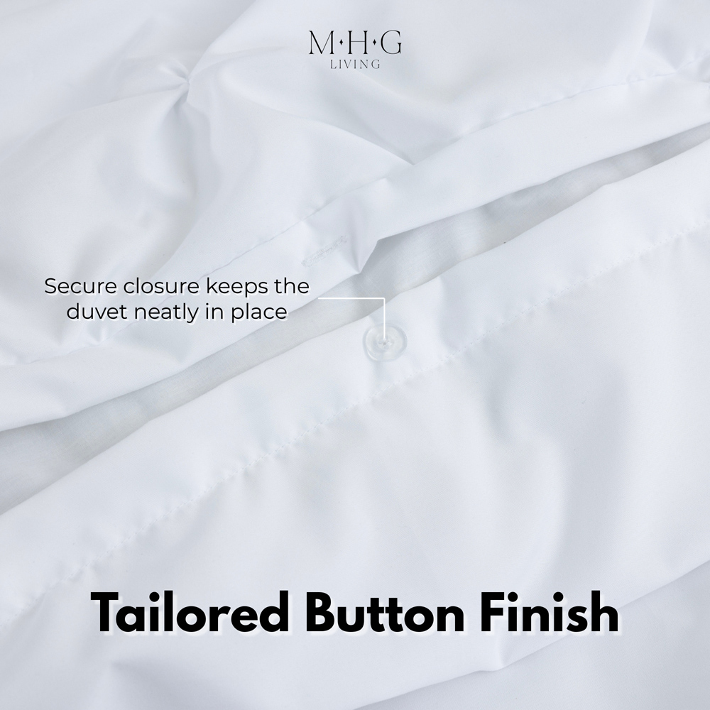 MHG Living King Size White Microfibre Pintuck Duvet Cover Set Image 7