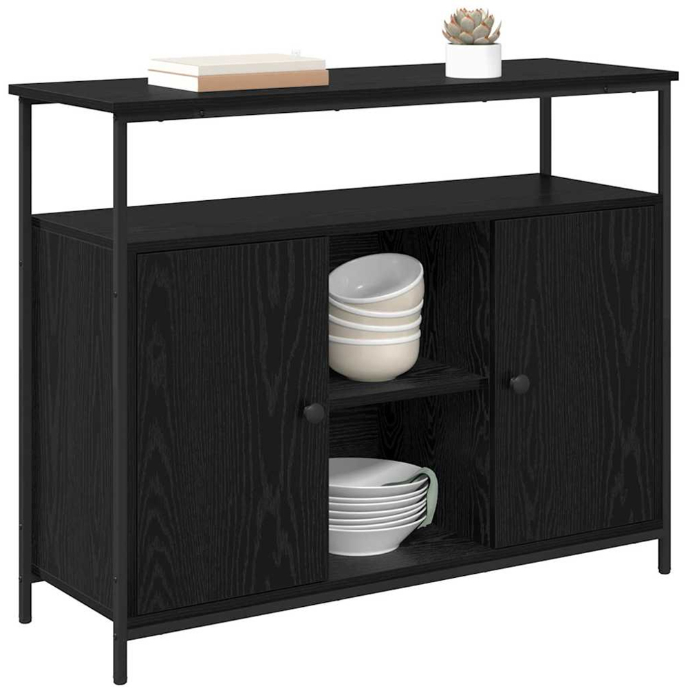 vidaXL 2 Door 3 Shelf Black Oak Sideboard Image 3