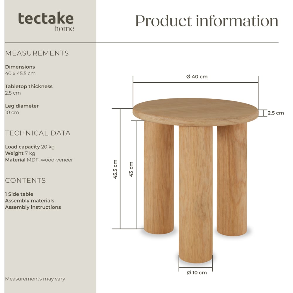 tectake Sisi Round Wooden Side Table Image 8