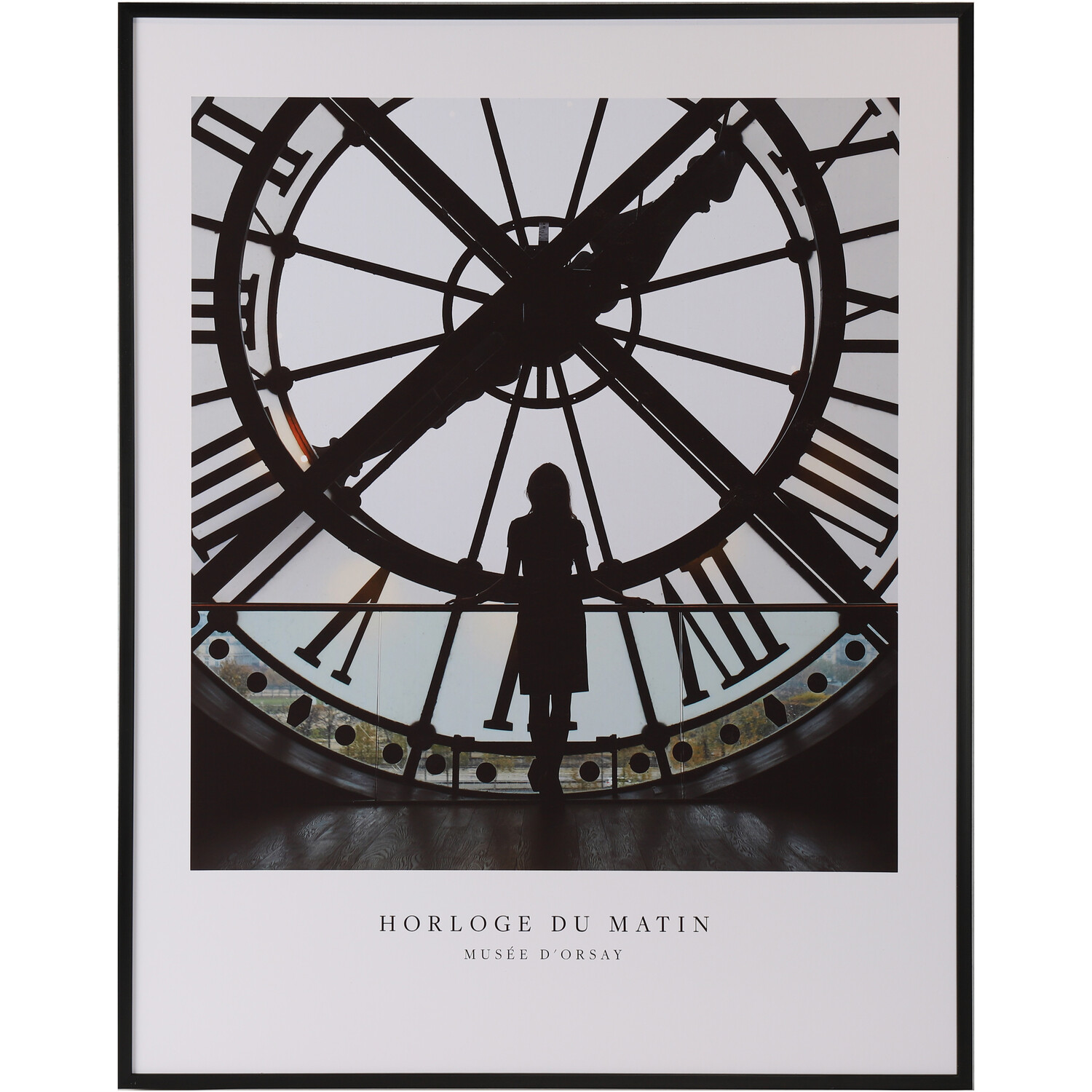 Dawn Silhouette Clock Framed Print - Black Image 1