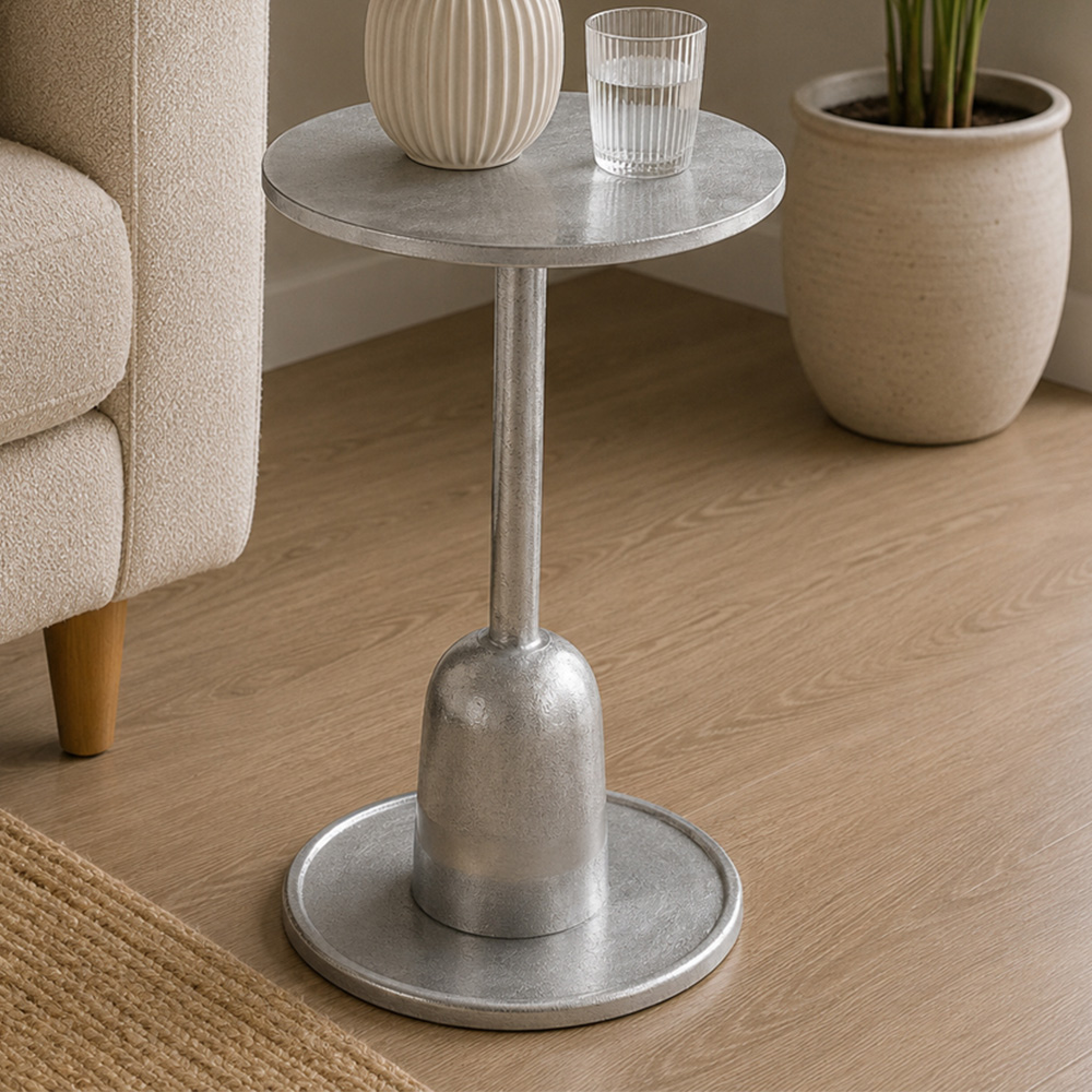Premier Housewares Silver Finish Side Table Image 1