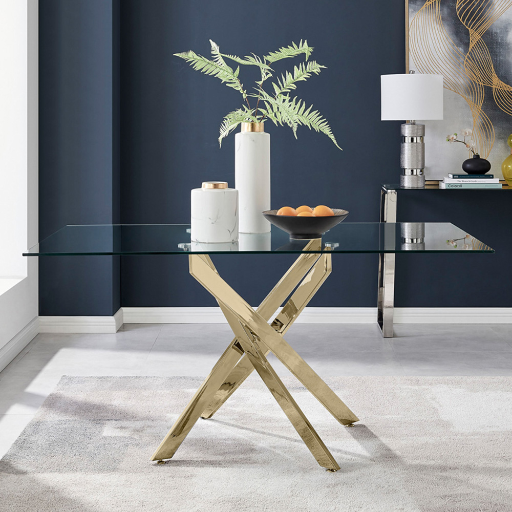 Furniturebox Tavalo 6 Seater Dining Table Gold Image 5