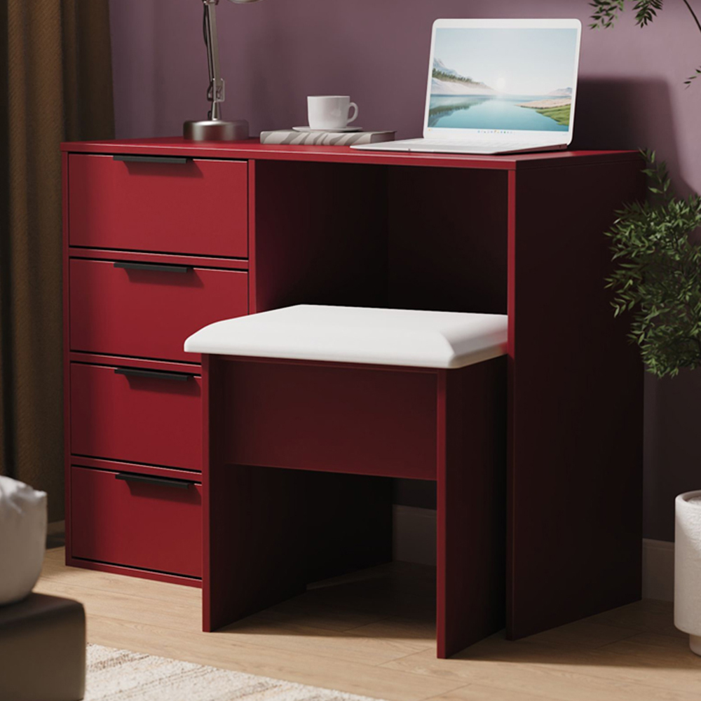 Crowndale Hong Kong 4 Drawer Red Matt Vanity Dressing Table Ready Assembled Image 1