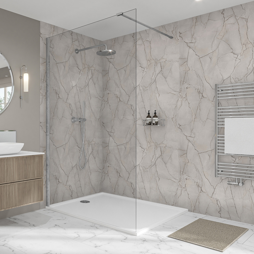 Wetwall Elite Double Post Formed Marmo Puro Shower Panel 2420 x 580mm Image 1
