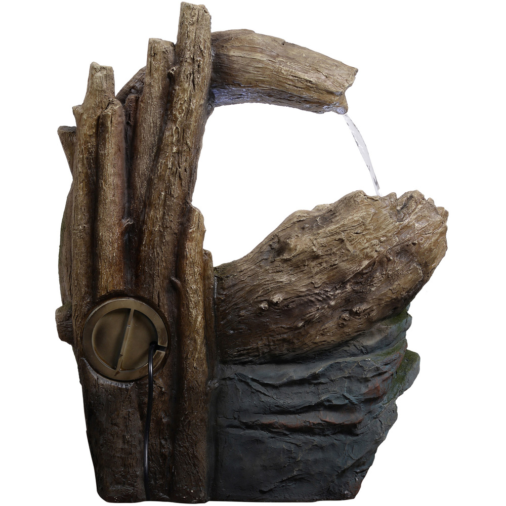 Teamson Home Grey Cascading Faux Rock and Wood Water Fountain 81cm Image 6