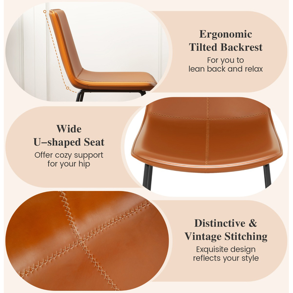 Costway Set of 2 Brown Vintage Sichting Dining Chair Image 5