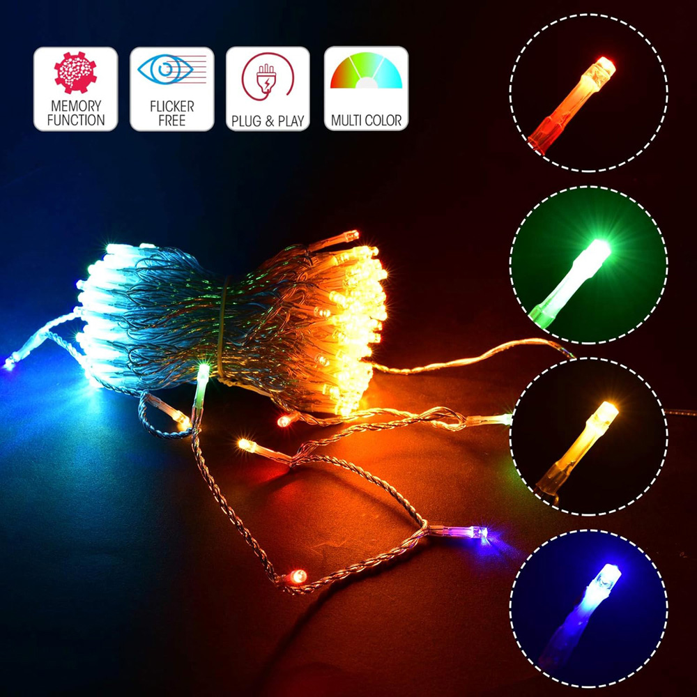 Shatchi 400 Multicolour LED Multifunction Clear Cable Outdoor String Fairy Light 40m Image 2