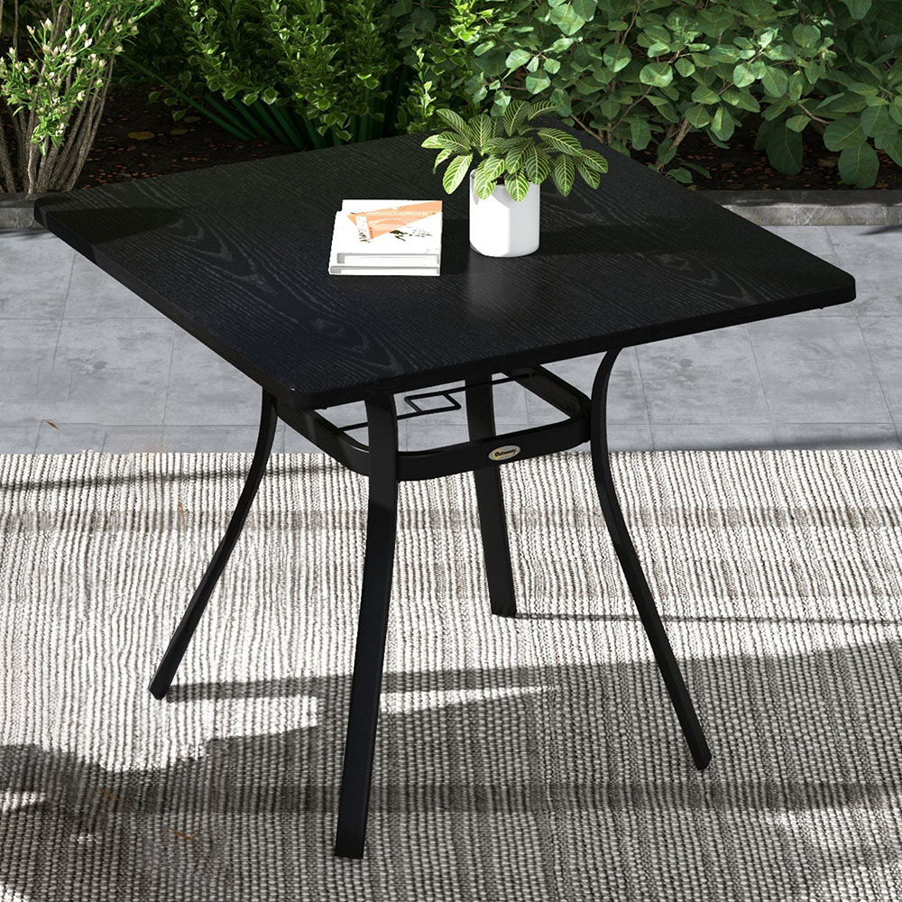 Outsunny 4Seater Steel Garden Table Black Image 1