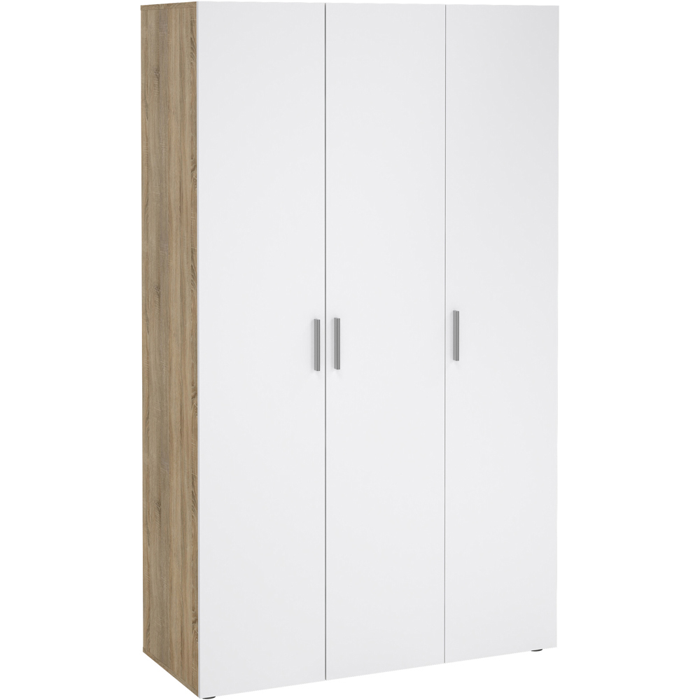 Florence 3 Door Oak and White High Gloss Wardrobe Image 2