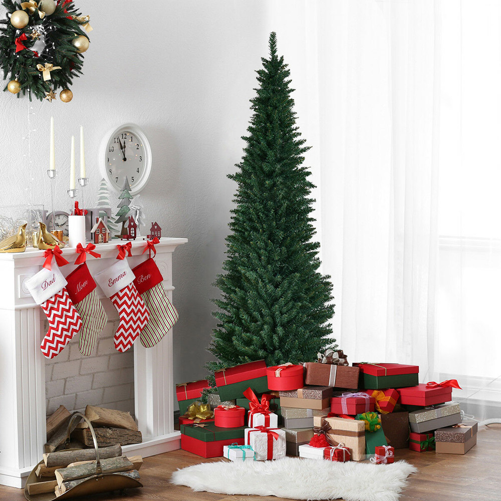 Costway Green Slim Pencil Artificial Christmas Tree 8ft Image 2