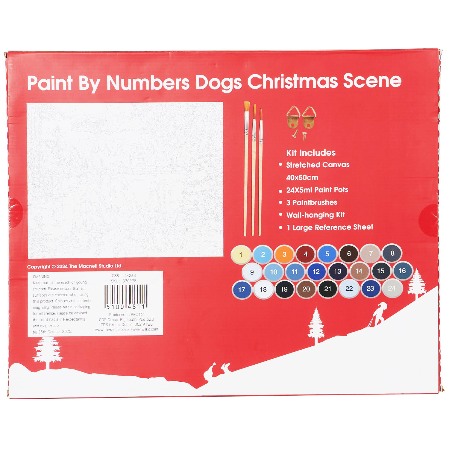 Paint By Numbers Dogs Christmas Scene Kit - Blue Image 2