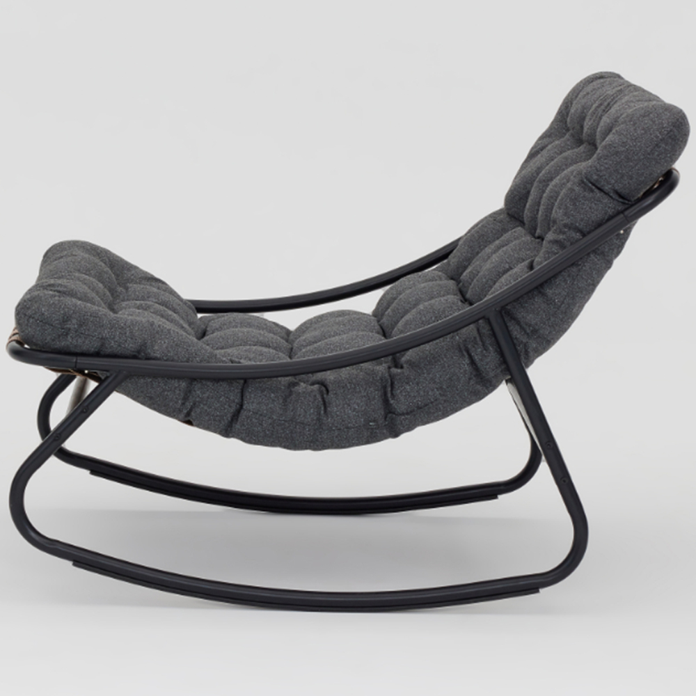 Home Detail Marbella Black Rocking Chair with Dark Grey Cushions Image 3