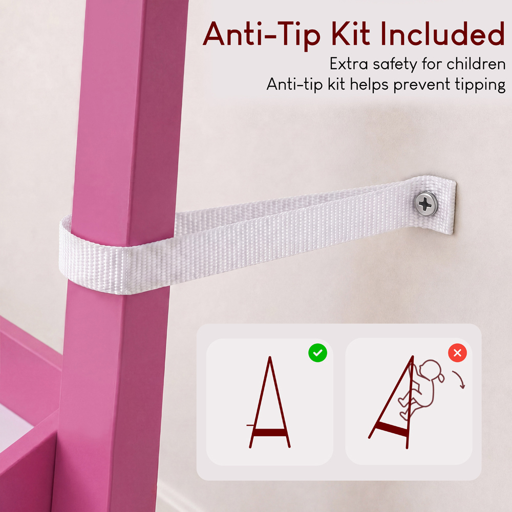 JUNIOR VIDA Pink Kids Clothes Rack with Storage Shelf Image 8