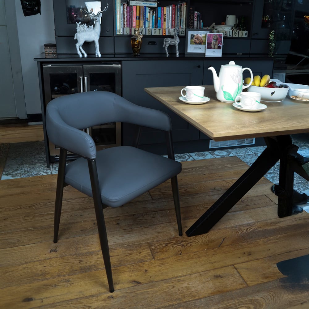 MMT Furniture Designs Set of 2 Grey Wrap Around Vintage Dining Chair Image 5